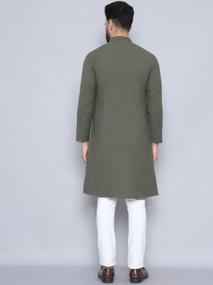 Even Apparels Men's Pure Cotton Green Kurta