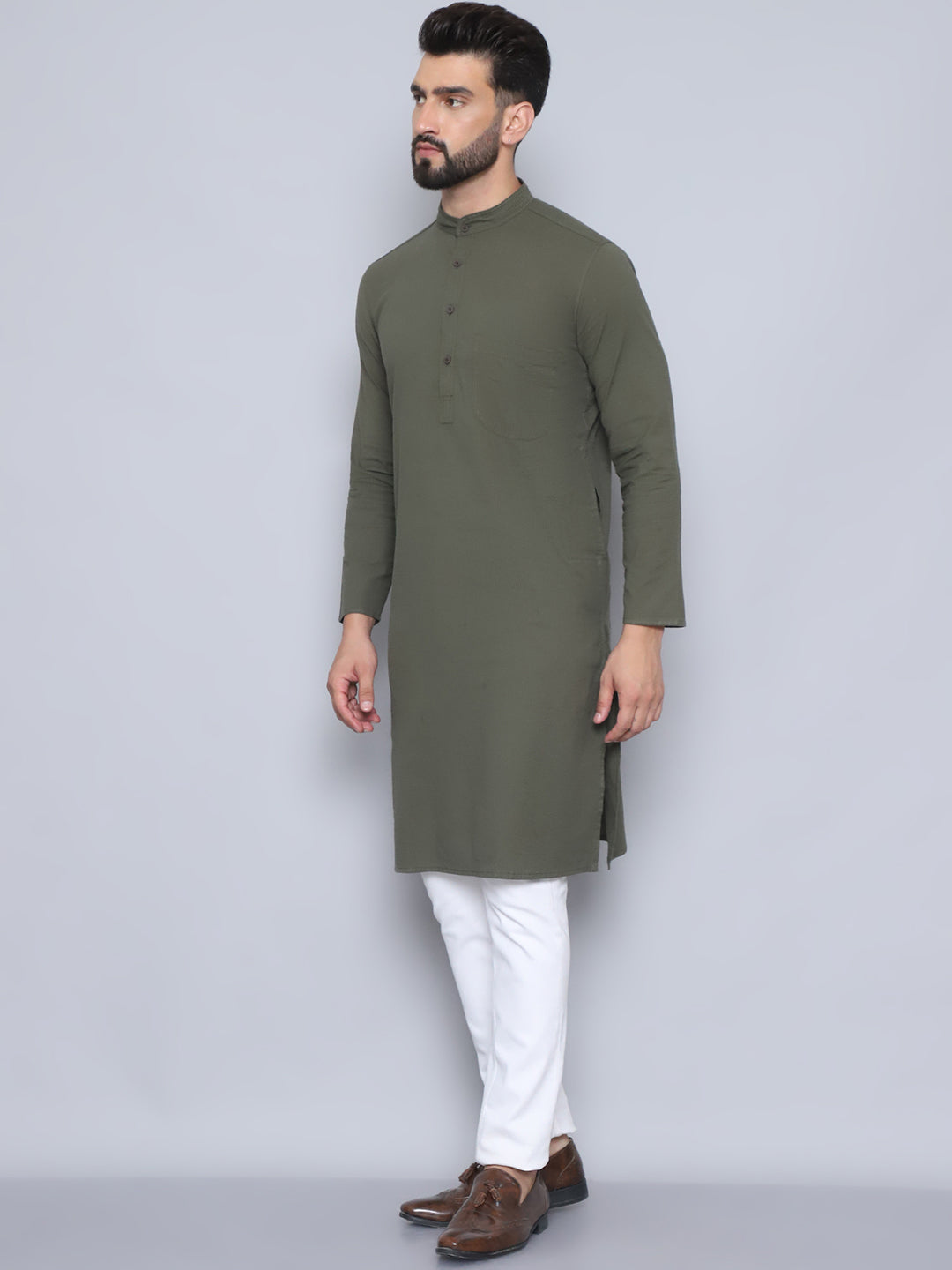 Even Apparels Men's Pure Cotton Green Kurta