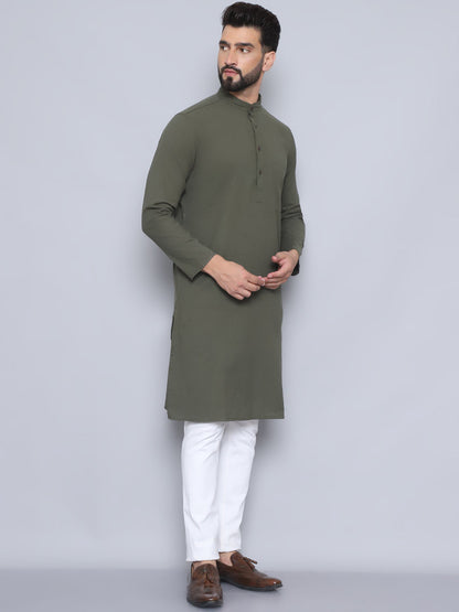 Even Apparels Men's Pure Cotton Green Kurta