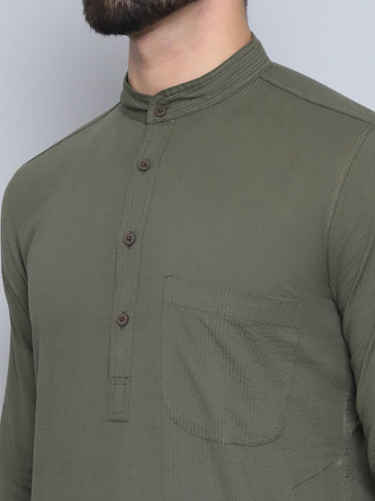 Even Apparels Men's Pure Cotton Green Kurta