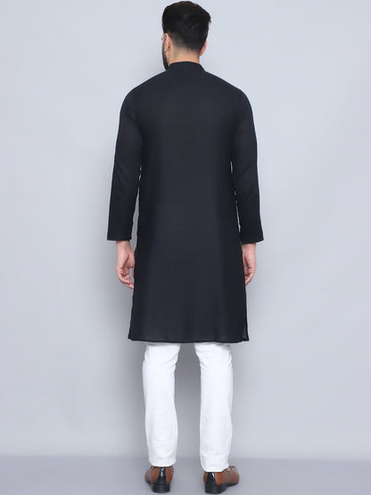 Even Apparels Men's Pure Cotton Black Kurta