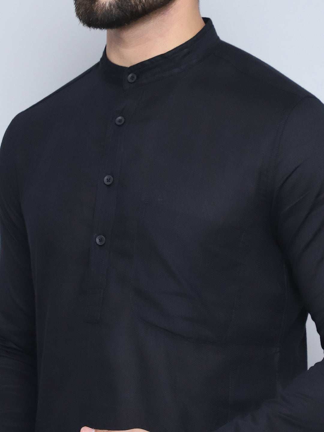 Even Apparels Men's Pure Cotton Black Kurta