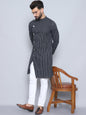 Even Apparels Men's Pure Cotton Black Sherwani Kurta