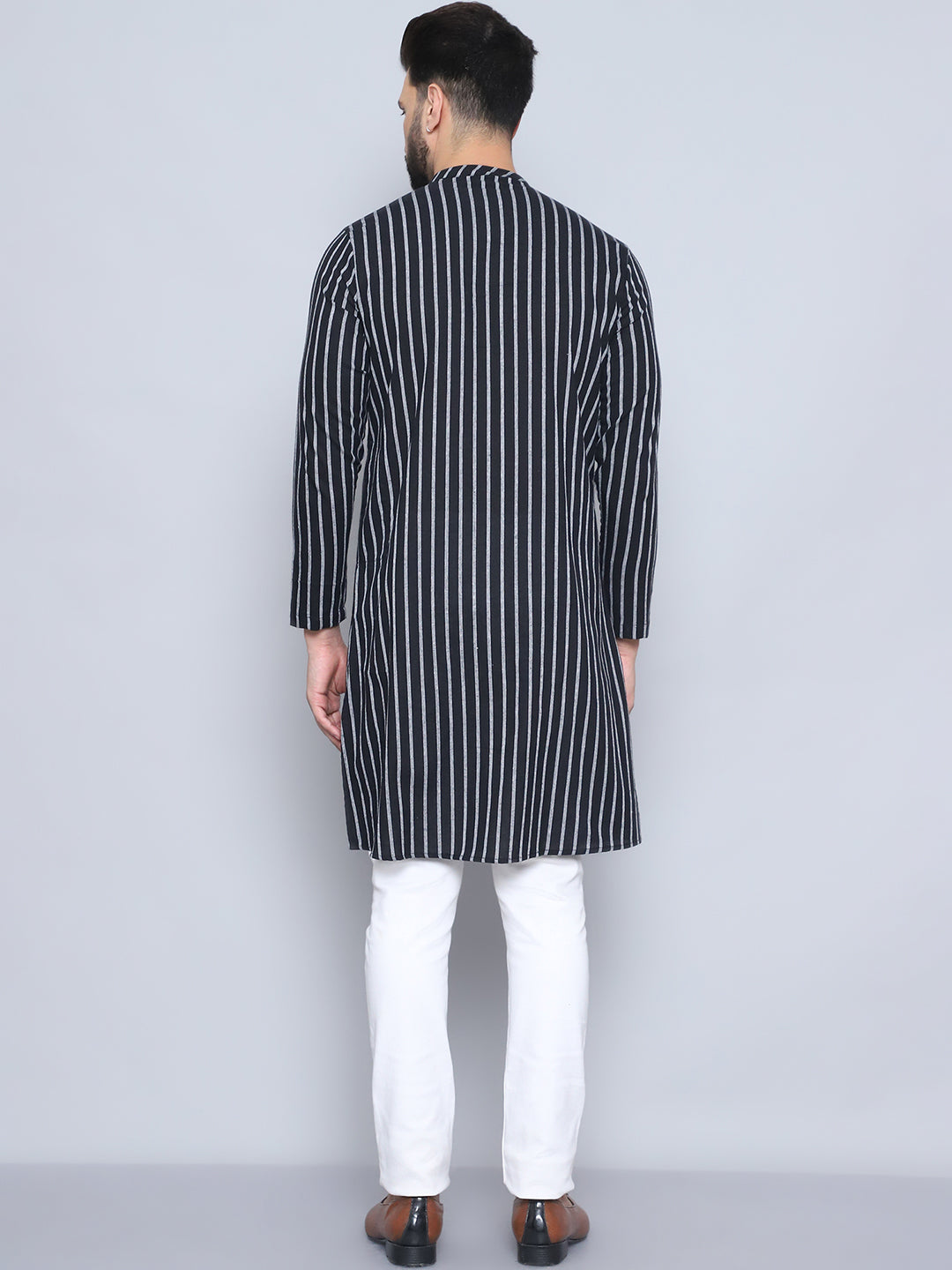 Even Apparels Men's Pure Cotton Black Sherwani Kurta