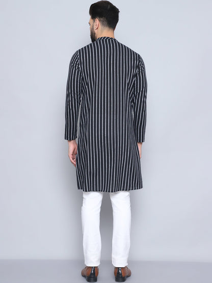 Even Apparels Men's Pure Cotton Black Sherwani Kurta