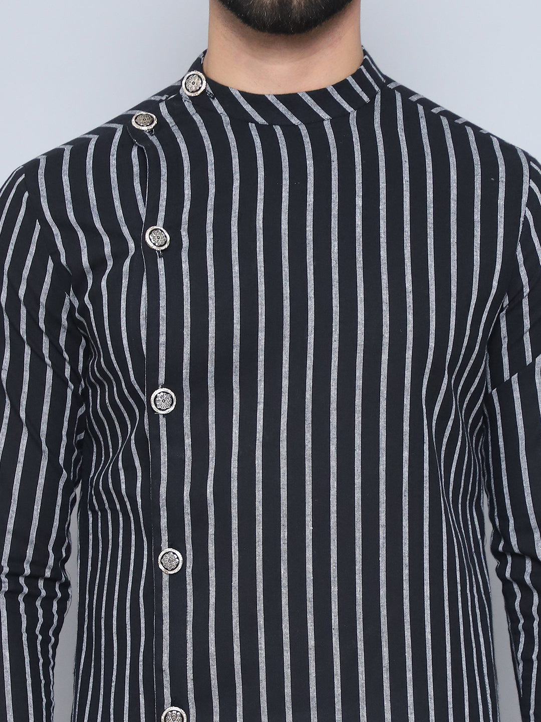 Even Apparels Men's Pure Cotton Black Sherwani Kurta