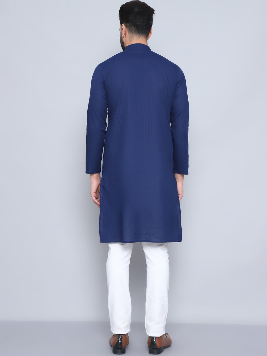 Even Apparels Men's Pure Cotton Blue Kurta