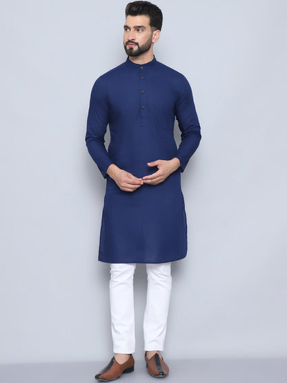 Even Apparels Men's Pure Cotton Blue Kurta