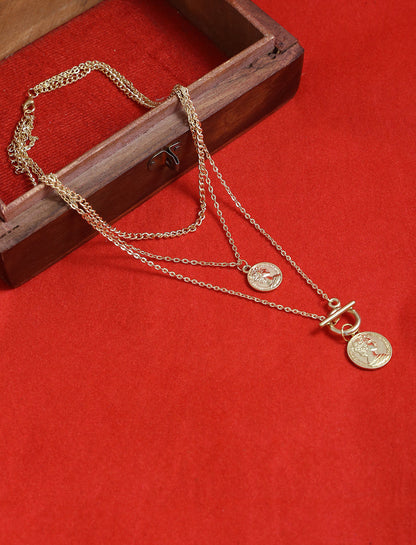 Gold-Polished Alloy Layered Designer Short Necklace - The Pari