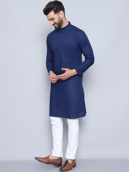 Even Apparels Men's Pure Cotton Blue Kurta