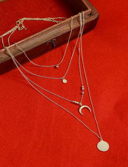 Gold-Polished Alloy Layered Designer Short Necklace - The Pari