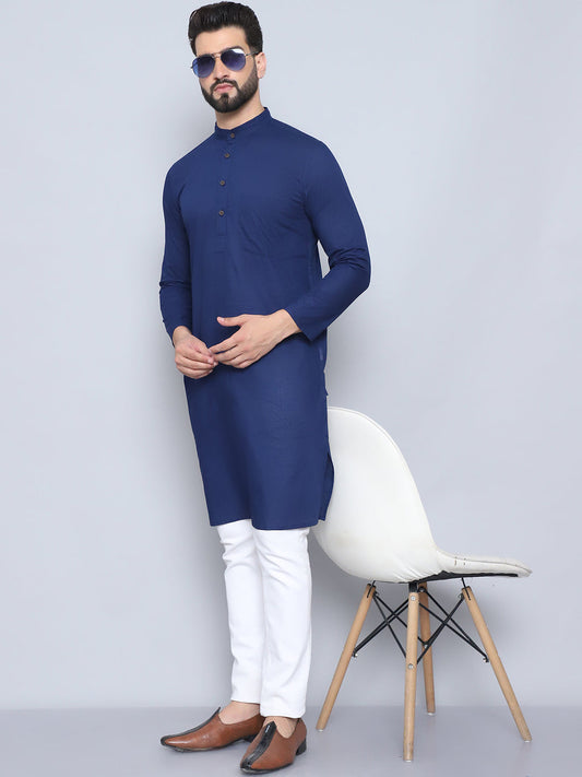 Even Apparels Men's Pure Cotton Blue Kurta