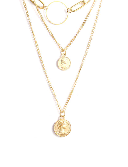 Gold-Polished Alloy Layered Designer Short Necklace - The Pari
