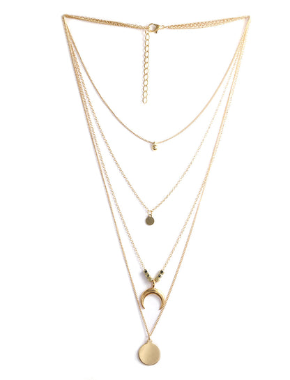 Gold-Polished Alloy Layered Designer Short Necklace - The Pari