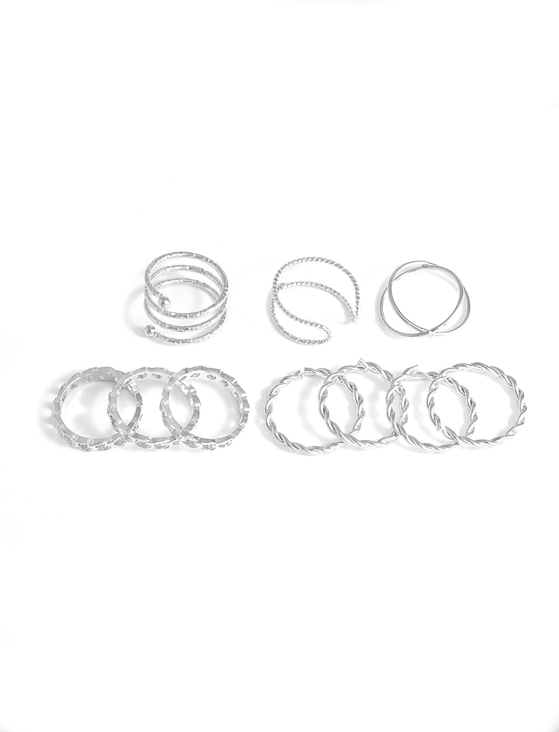 Silver-Plated Alloy Stylish Contemporary Stackable Ring - The Pari