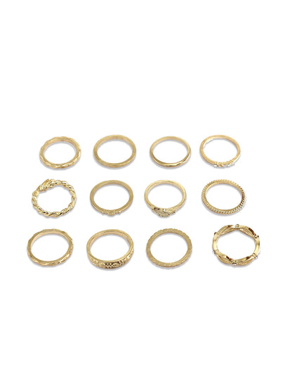 Gold-Polished Alloy Stylish Contemporary Stackable Ring - The Pari