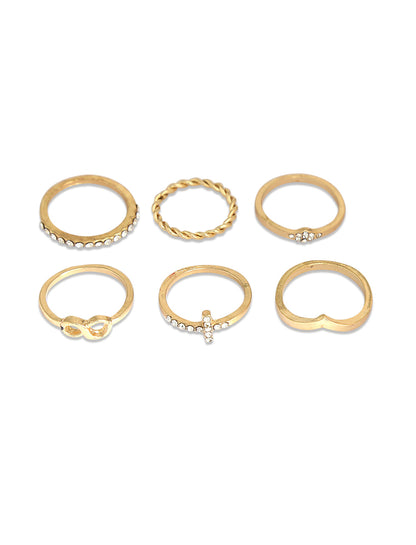 Gold-Polished Alloy Stylish Contemporary Stackable Ring - The Pari