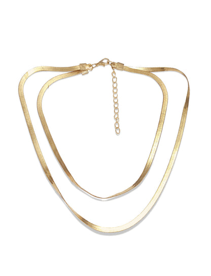 Gold-Polished Alloy Layered Designer Short Necklace - The Pari