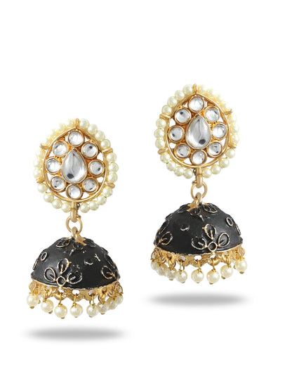 Silver-Plated Alloy Oxidised Designer Earrings - The Pari