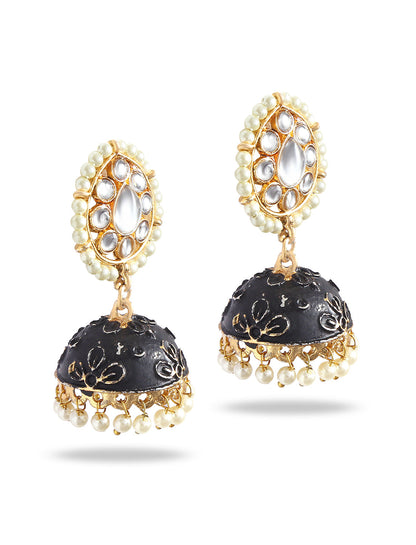 Silver-Plated Alloy Oxidised Designer Earrings - The Pari