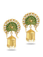 Gold-Polished Alloy Brass Blue Golden Jhumki Earrings - The Pari