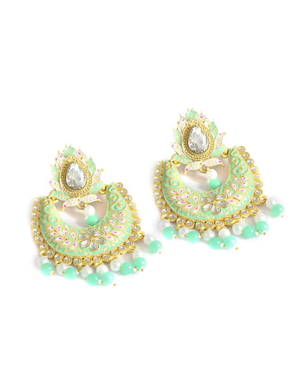 Gold-Polished Alloy Blue Golden Hoop Jhumki Earrings - The Pari