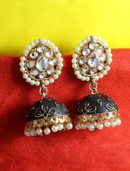 Silver-Plated Alloy Oxidised Designer Earrings - The Pari