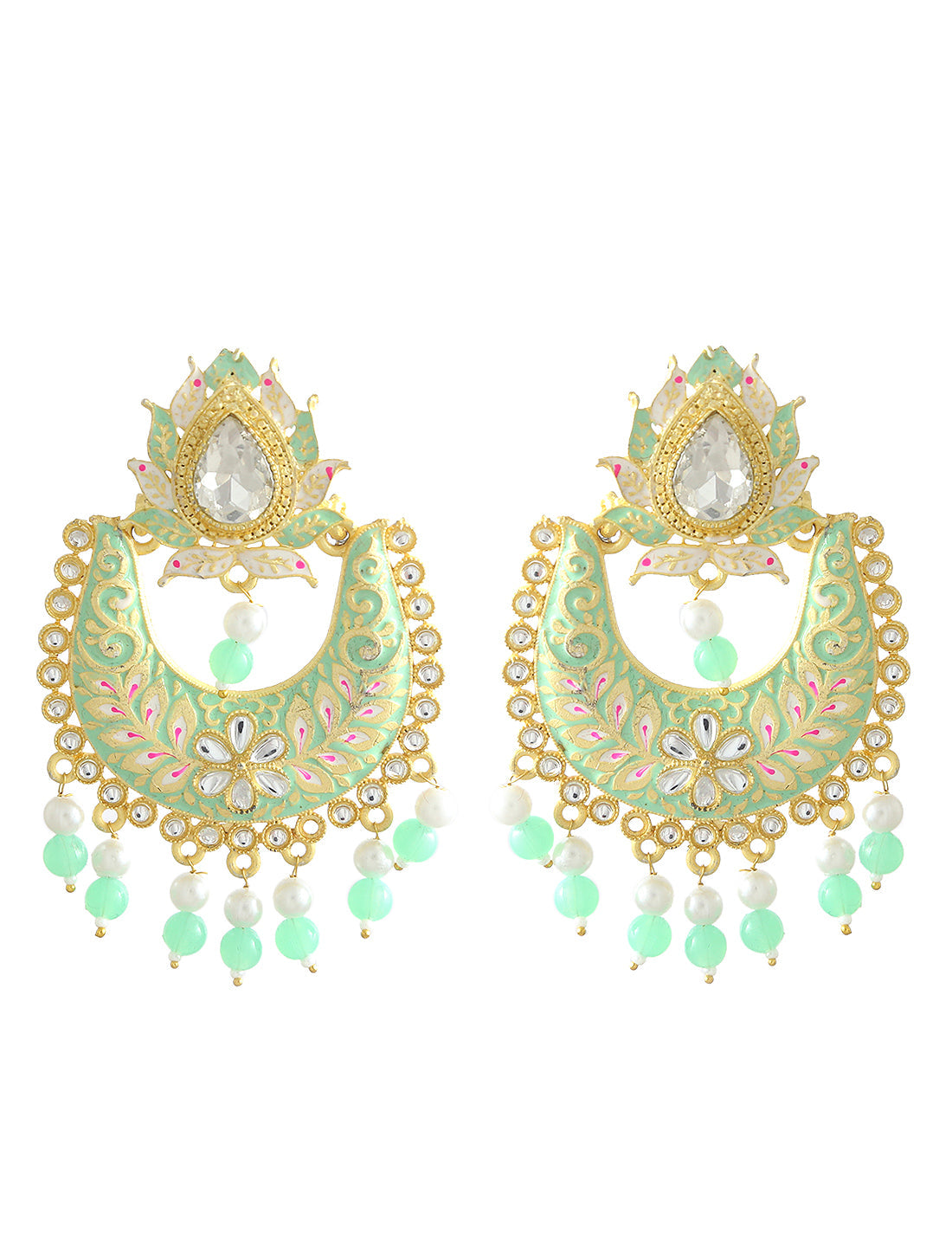 Gold-Polished Alloy Blue Golden Hoop Jhumki Earrings - The Pari