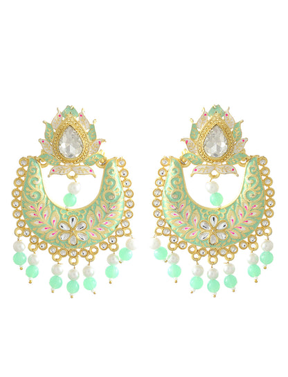 Gold-Polished Alloy Blue Golden Hoop Jhumki Earrings - The Pari