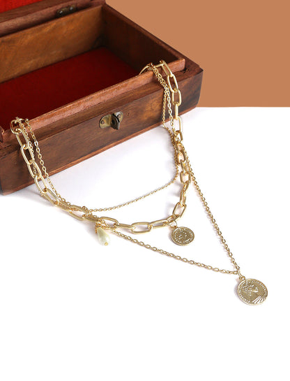 Silver-Plated Alloy Geometric Stones Choker Necklace - The Pari