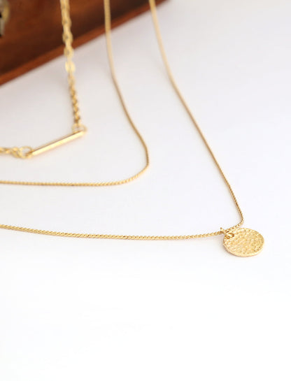 Gold-Polished Alloy Designer Embossed Double Layer Necklace - The Pari