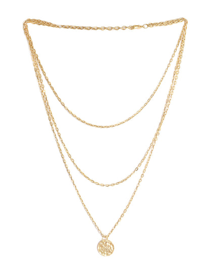 Gold-Polished Alloy Tripple Chain Necklace - The Pari