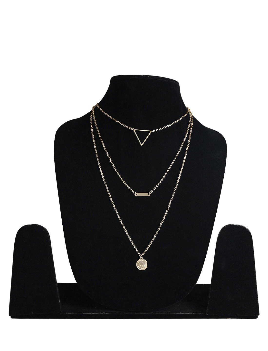 Gold-Polished Alloy Triangle & Coin Charm Necklace - The Pari