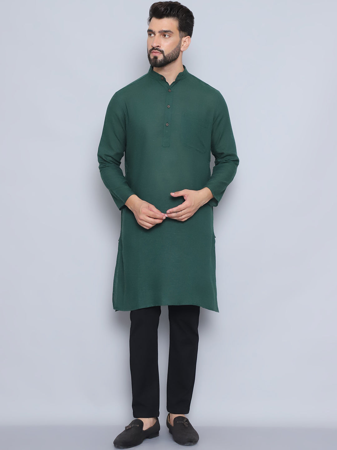 Even Apparels Men's Pure Cotton Green Kurta