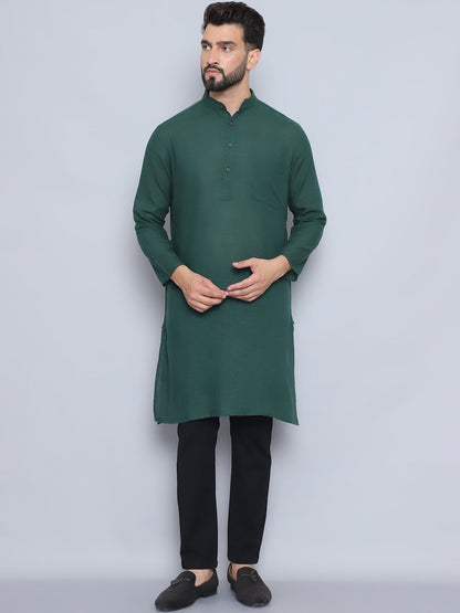 Even Apparels Men's Pure Cotton Green Kurta