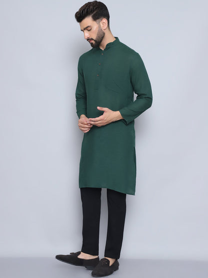 Even Apparels Men's Pure Cotton Green Kurta