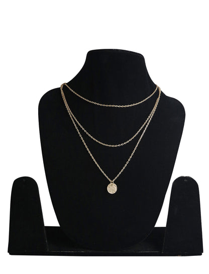 Gold-Polished Alloy Tripple Chain Necklace - The Pari