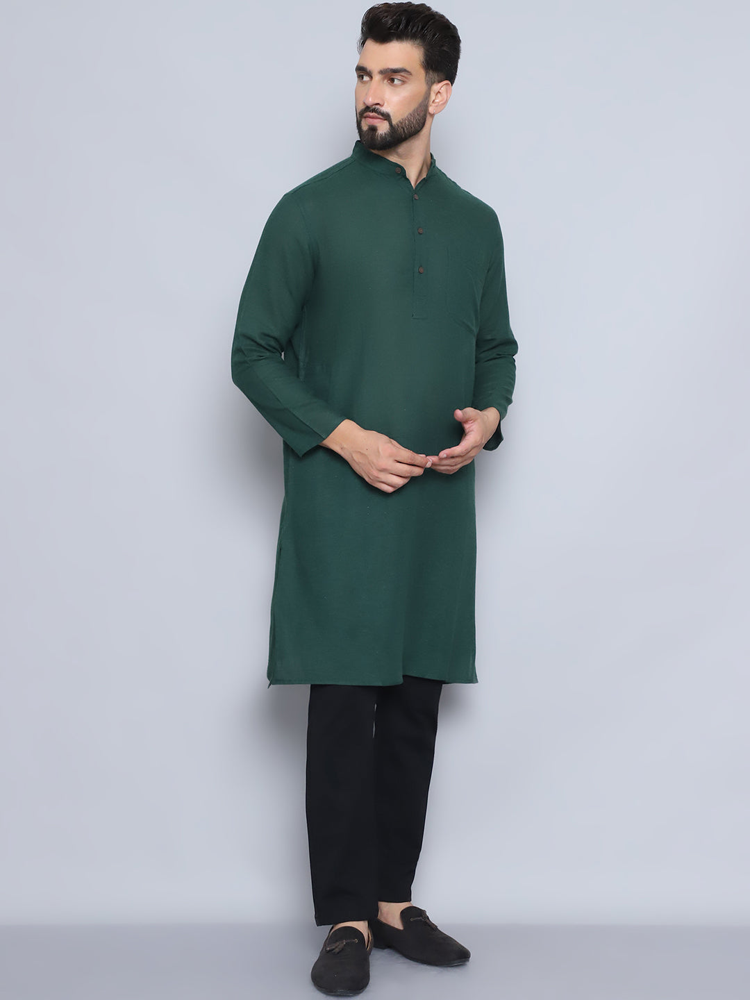 Even Apparels Men's Pure Cotton Green Kurta