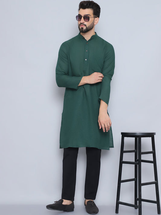 Even Apparels Men's Pure Cotton Green Kurta