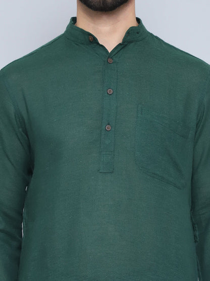 Even Apparels Men's Pure Cotton Green Kurta