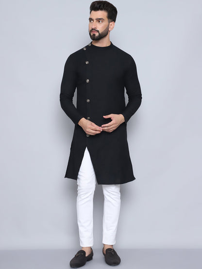 Even Apparels Men's Pure Cotton Black Sherwani Kurta