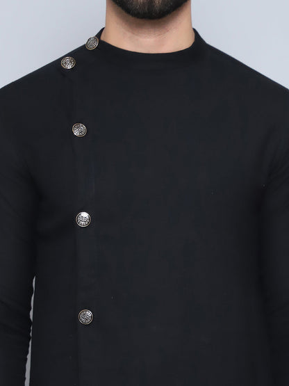 Even Apparels Men's Pure Cotton Black Sherwani Kurta