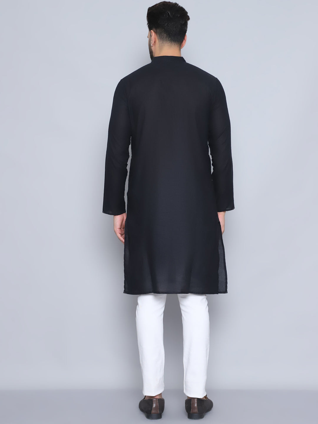 Even Apparels Men's Pure Cotton Black Kurta