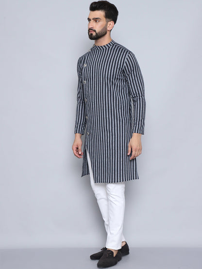 Even Apparels Men's Pure Cotton Black Sherwani Kurta