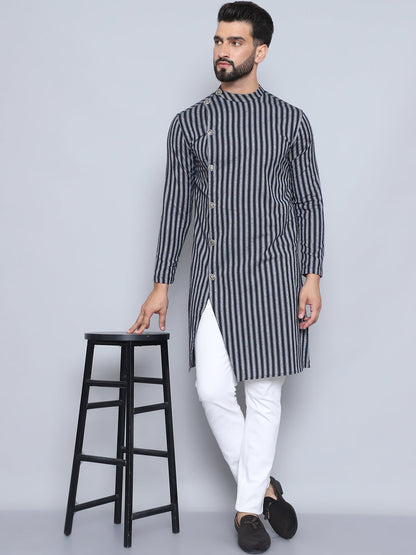 Even Apparels Men's Pure Cotton Black Sherwani Kurta