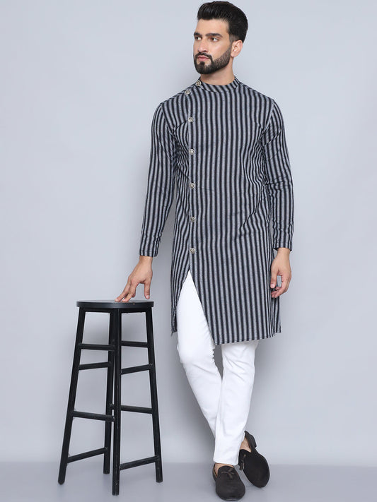 Even Apparels Men's Pure Cotton Black Sherwani Kurta
