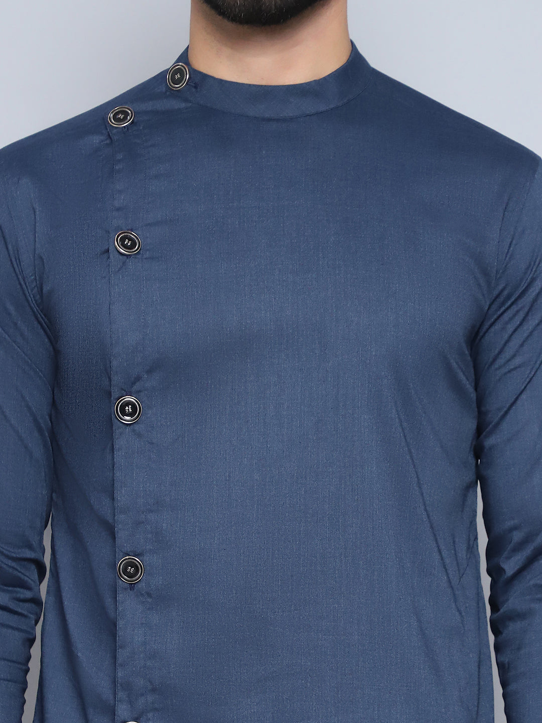Even Apparels Men's Pure Cotton Blue Sherwani Kurta
