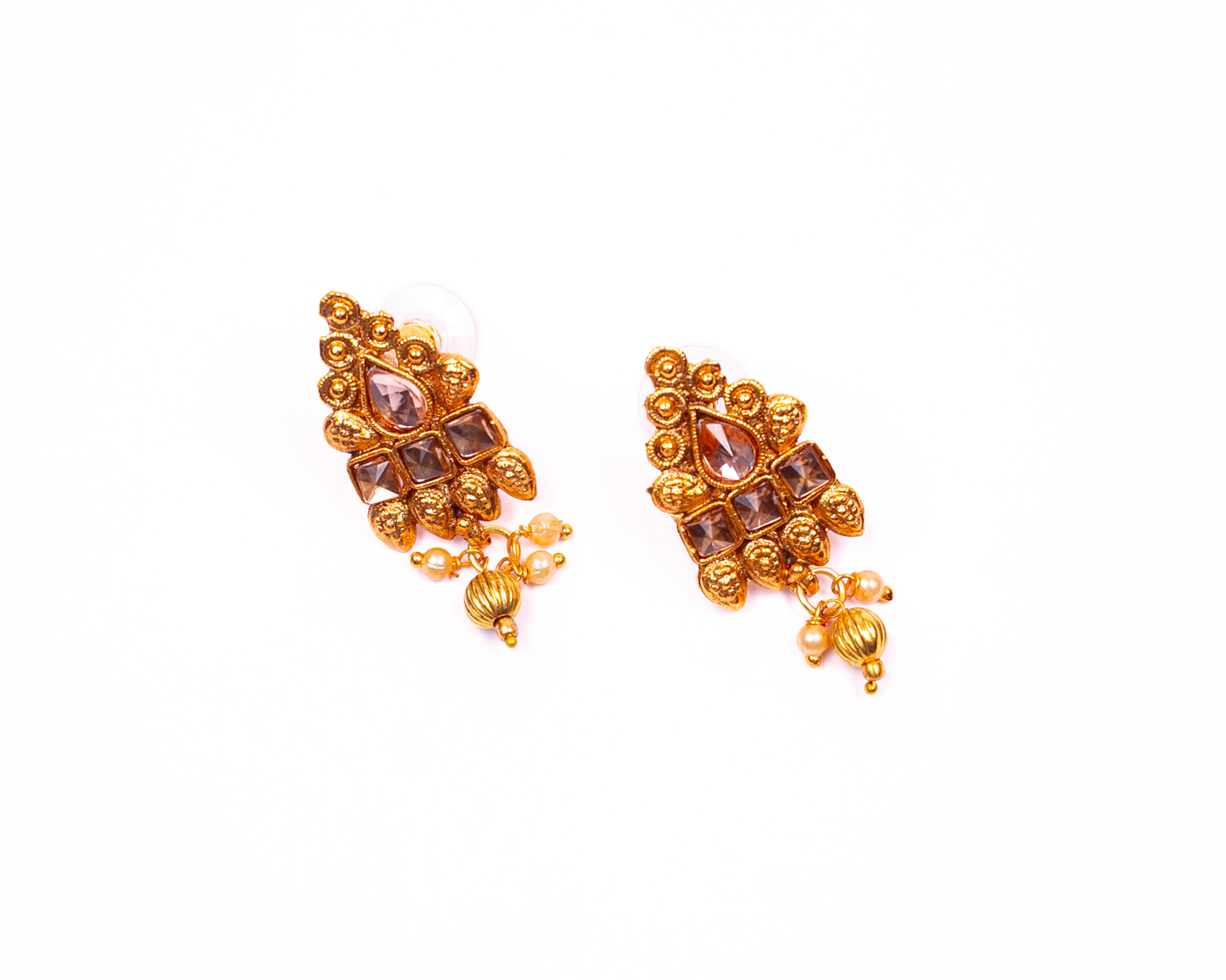 Gold-Polished Alloy Black Beaded Necklace Set - The Pari