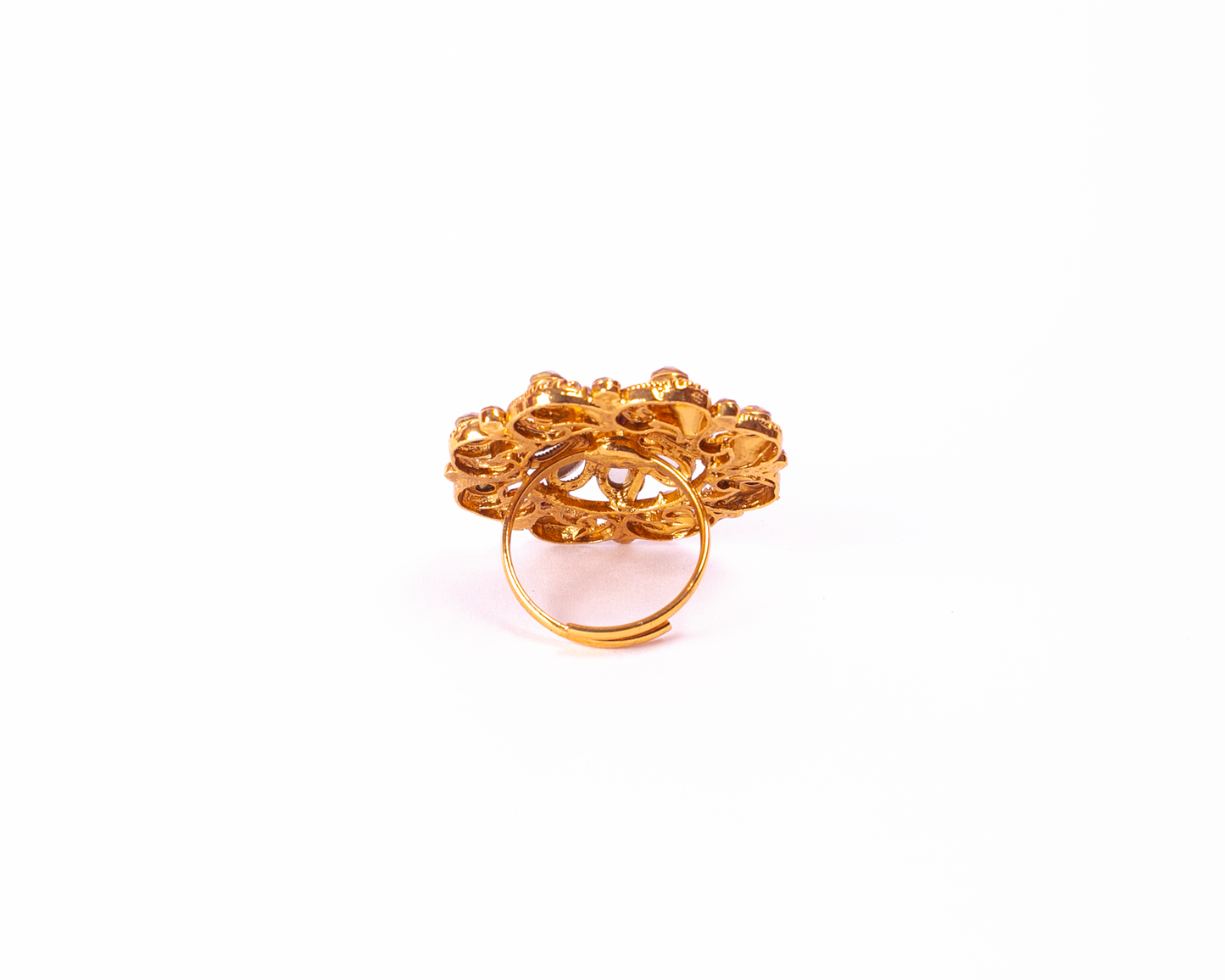Gold-Polished Alloy Ethnic Designer Cocktail Ring - The Pari
