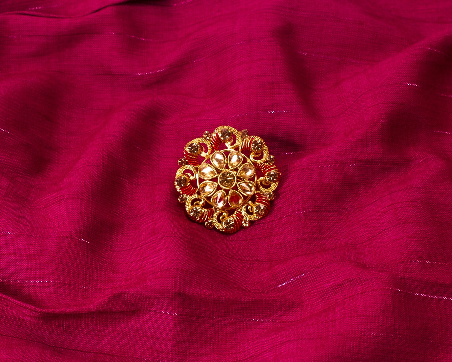 Gold-Polished Alloy Ethnic Designer Cocktail Ring - The Pari
